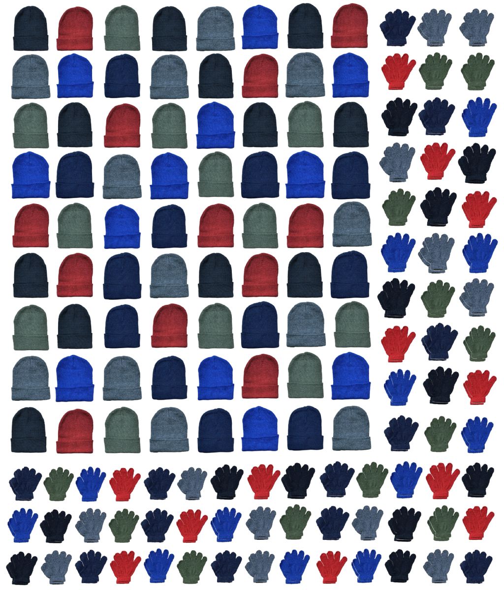 96 Sets of Yacht & Smith Kids 2 Piece Hat And Gloves Set In Assorted Colors