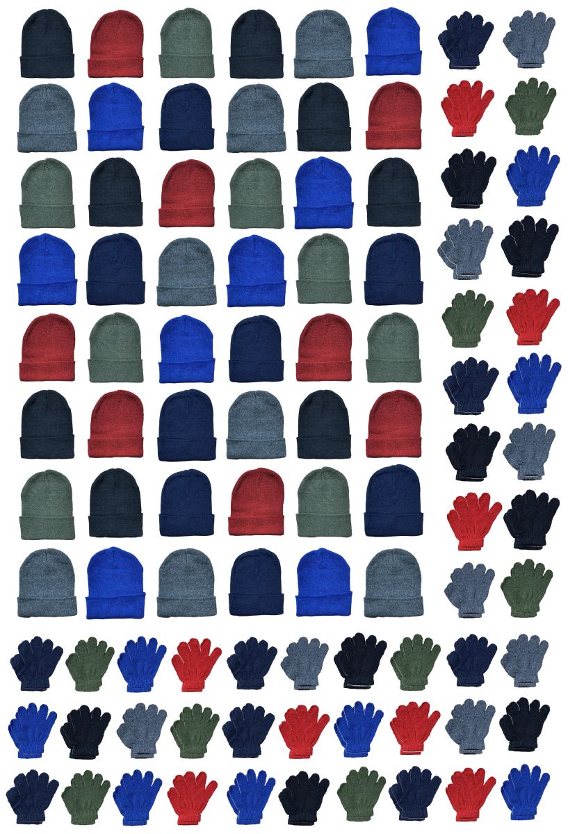 48 Sets of Yacht & Smith Kids 2 Piece Hat And Gloves Set In Assorted Colors