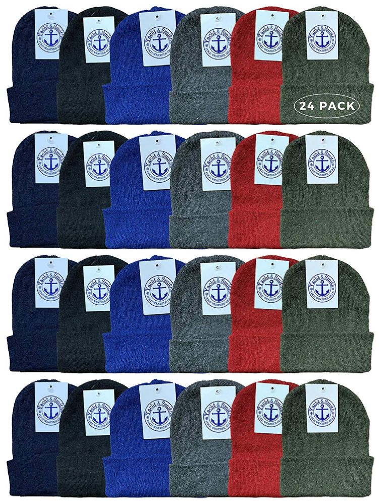24 of Yacht & Smith Kids Winter Beanie Hat Assorted Colors