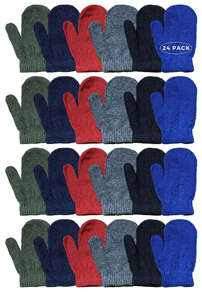 24 Pairs Yacht & Smith Kids Warm Winter Colorful Magic Stretch Mittens Age 2-8 - Kids Winter Gloves