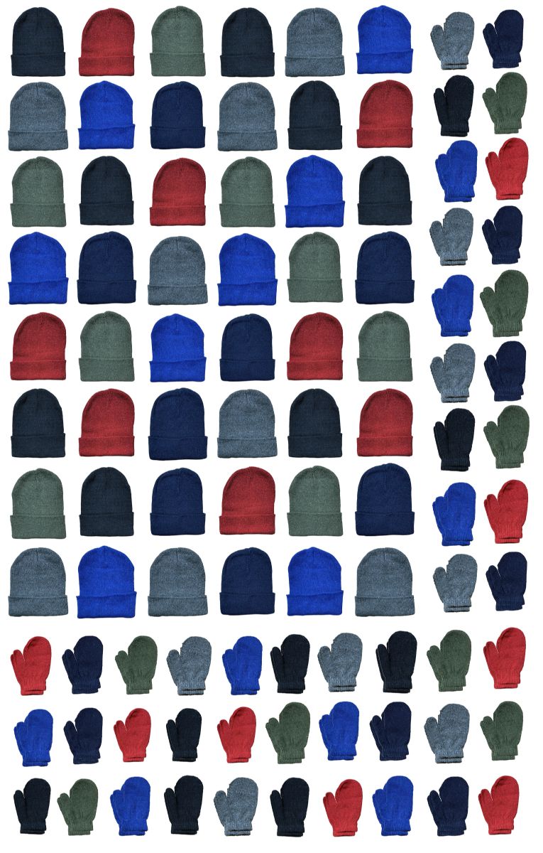 48 Sets of Yacht & Smith Kids 2 Piece Hat And Mittens Set In Assorted Colors