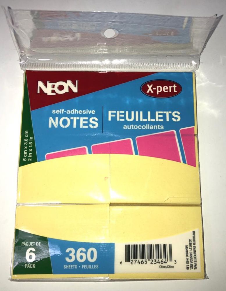 50 Pieces of 6 Pack Yellow 2x1/2 Sticky Notes, Post Notes