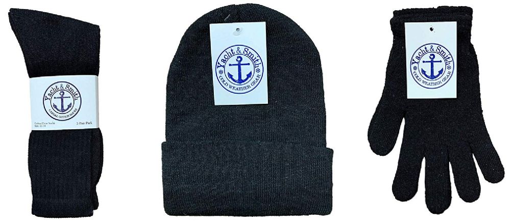 720 Pieces Yacht & Smith Bundle Care Combo Pack, Wholesale Hats Glove, Socks (720, Mens) - Winter Care Sets