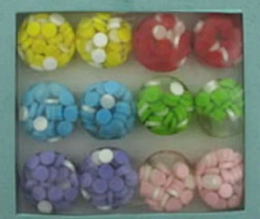36 Wholesale Round Solid Acrylic Ring With Embedded Circles Assorted Colors