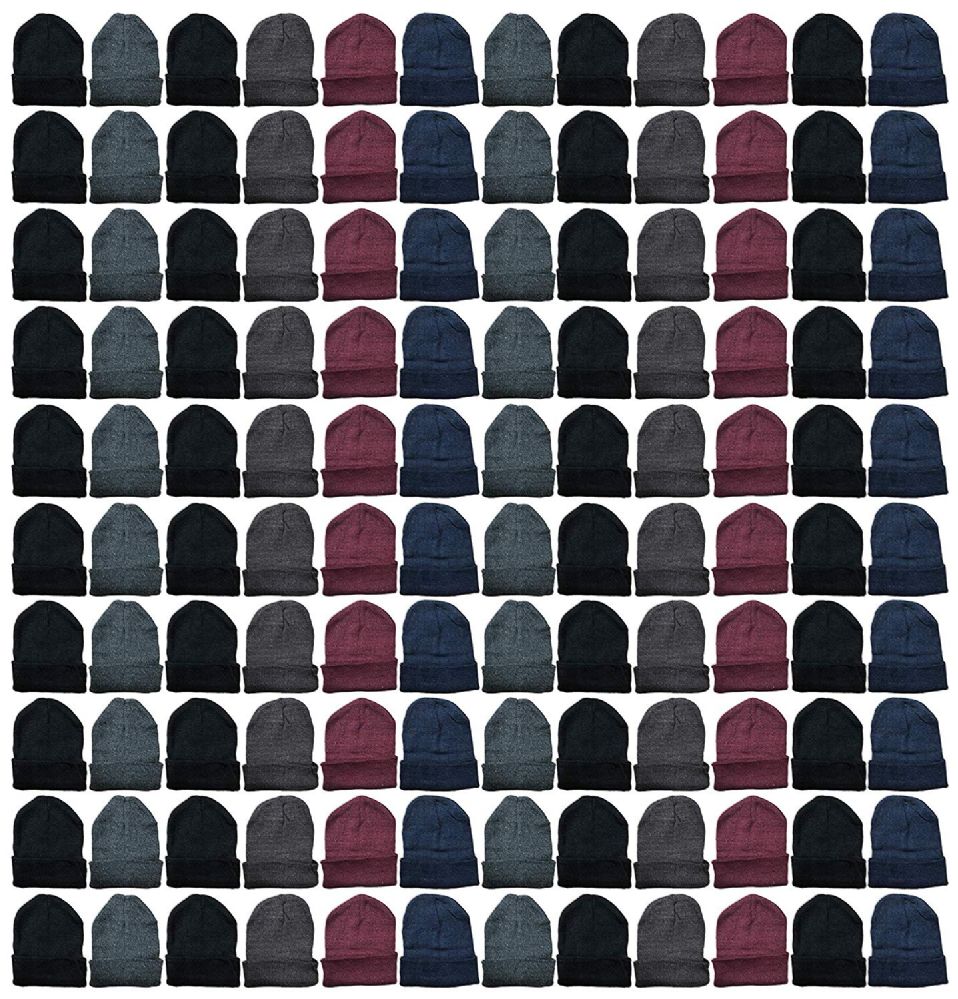 144 of Yacht & Smith Unisex Assorted Dark Colors Adult Winter Beanies