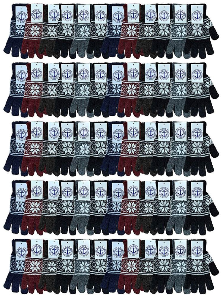 60 of Yacht & Smith Snowflake Print Mens Winter Gloves With Stretch Cuff