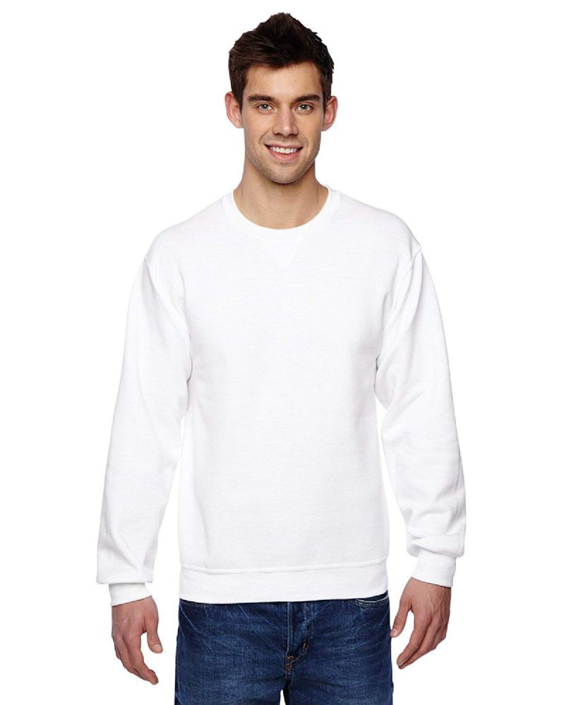 36 Wholesale Mens Fruit Of The Loom Sweat Shirt, White Color Size M