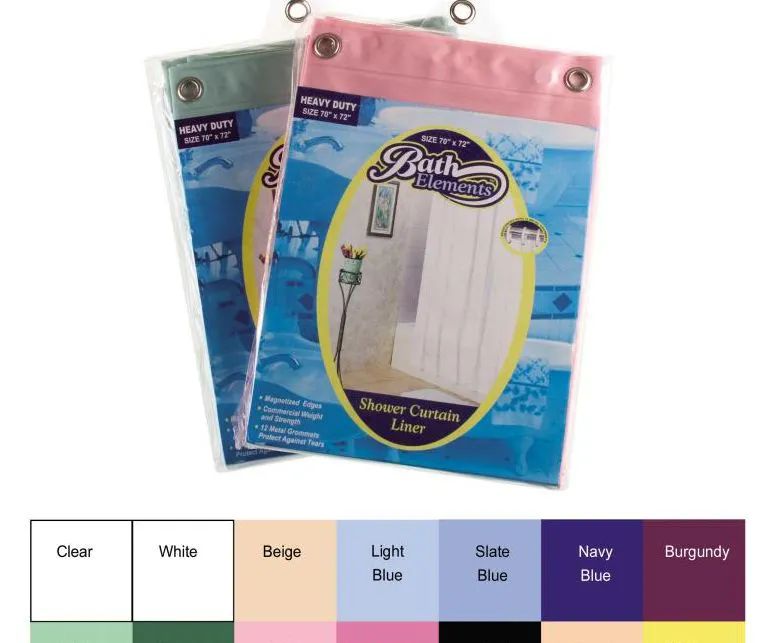 24 Pieces of Hotel Weight Shower Curtain Lines With Grommets And Magnets In Slate Blue Only