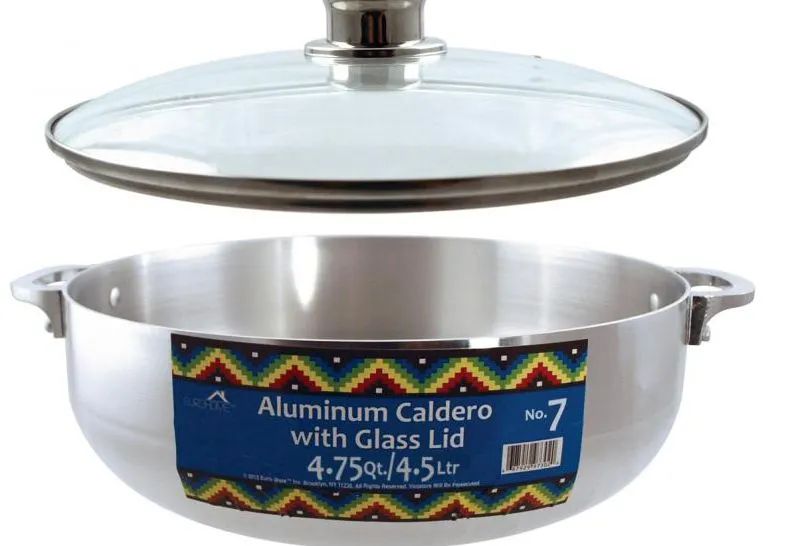 6 Pieces of Polished Aluminum Calderos With Glass Lids