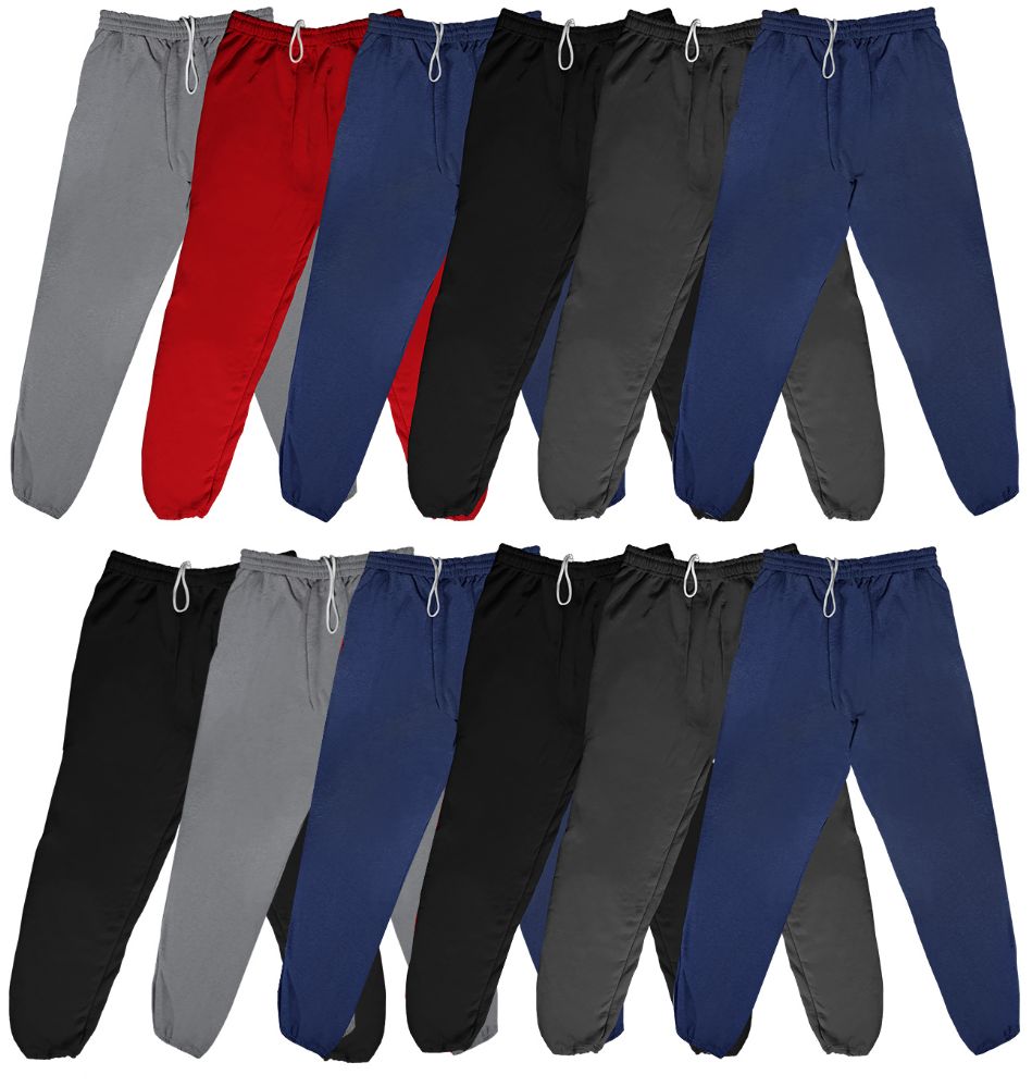 24 Bulk Men's Fruit Of The Loom Sweatpants Joggers With Draw String And Pockets Size Medium