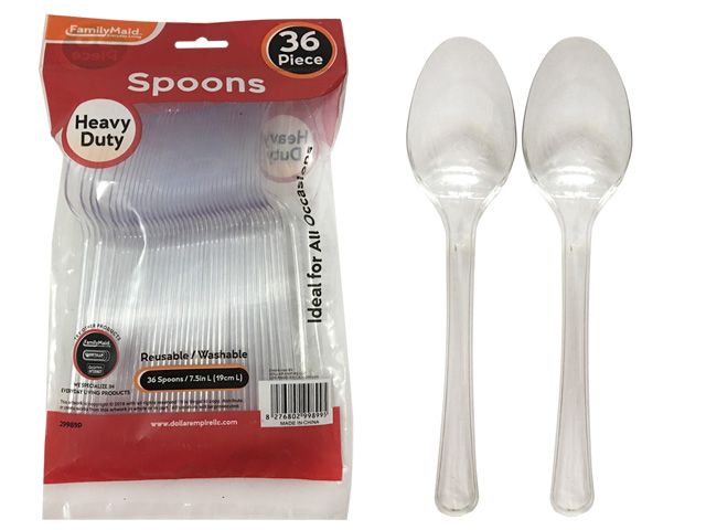 96 Pieces of 36 Pc Heavy Duty Transparent Plastic Spoons