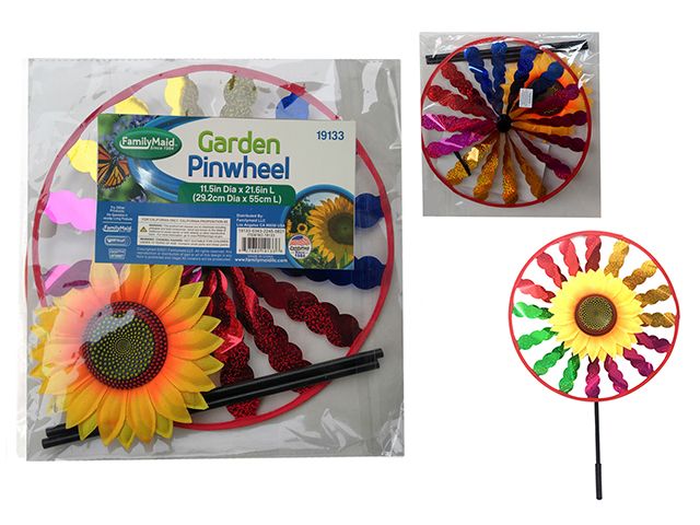 144 Pieces Sunflower Pinwheel Stake - Wind Spinners