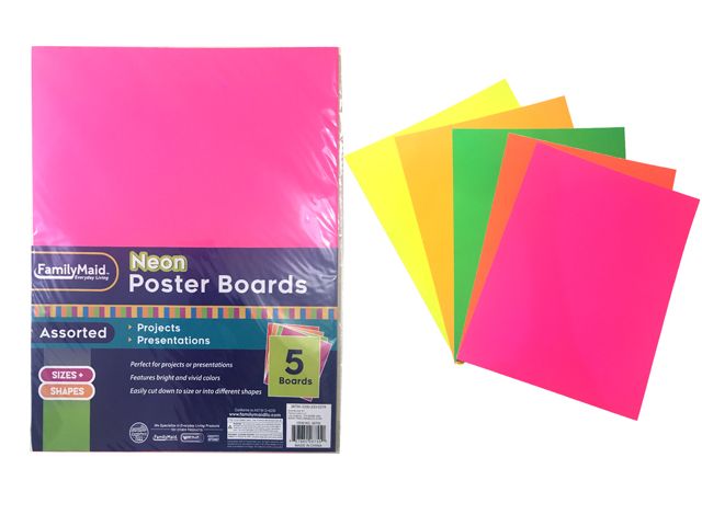 120 Wholesale 5 Piece Neon PrE-Cut Poster Boards - at
