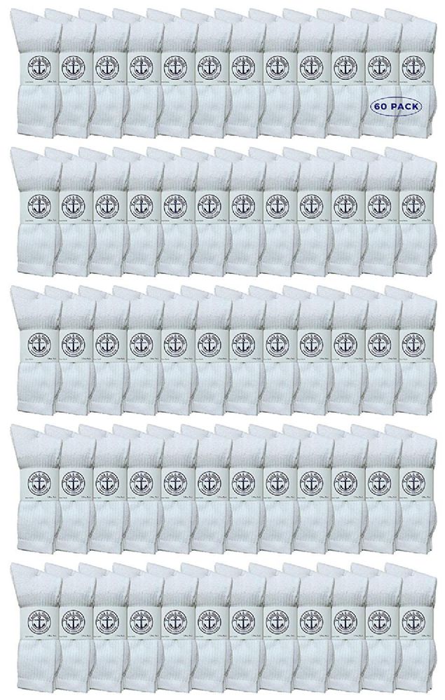 60 of Yacht & Smith Women's Cotton Terry Cushioned Athletic White Crew Socks