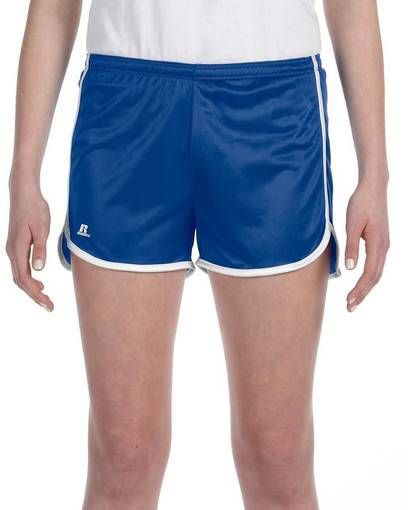 36 Wholesale Women's Russell Athletic Active Shorts In Royal And White,size Xlarge