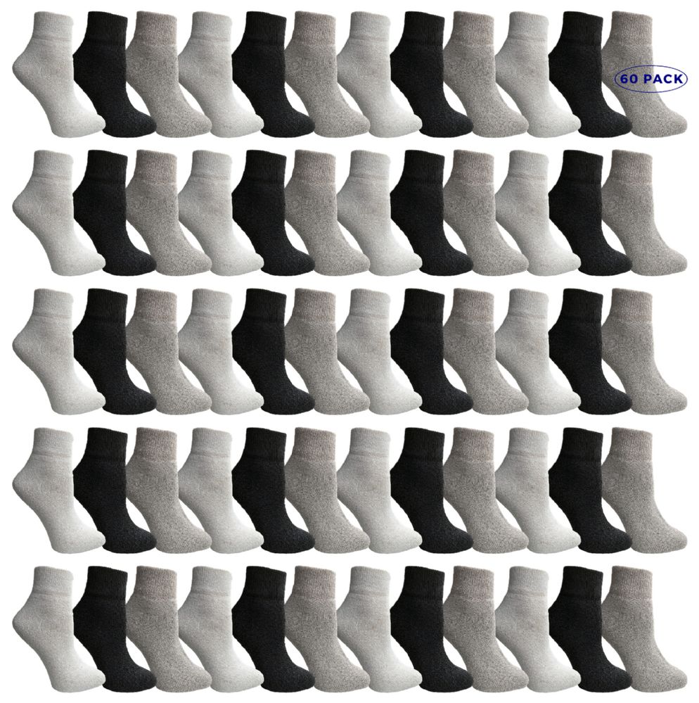 60 of Yacht & Smith Women's Lightweight Cotton Assorted Colored Quarter Ankle Socks