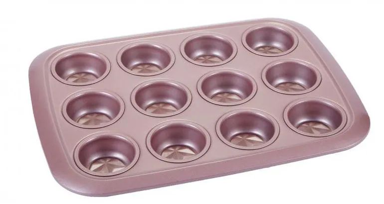 12 Pieces of Non Stick Cupcake Pan Rose Gold