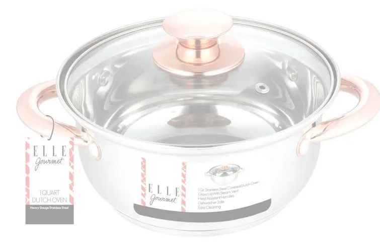 6 Pieces of Dutch Oven With Vented Lid Stainless Steel Rose Gold