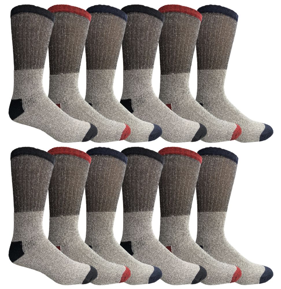 12 Pairs of Yacht & Smith Men's Cotton Assorted Thermal Socks Size 10-13