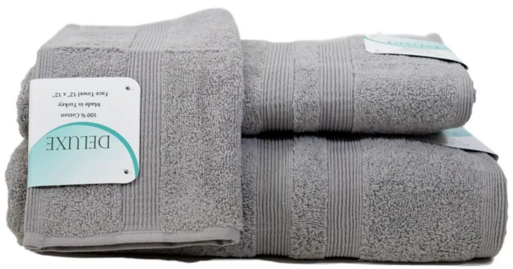 12 Pieces of Gray Cotton 3 Piece Towel Set