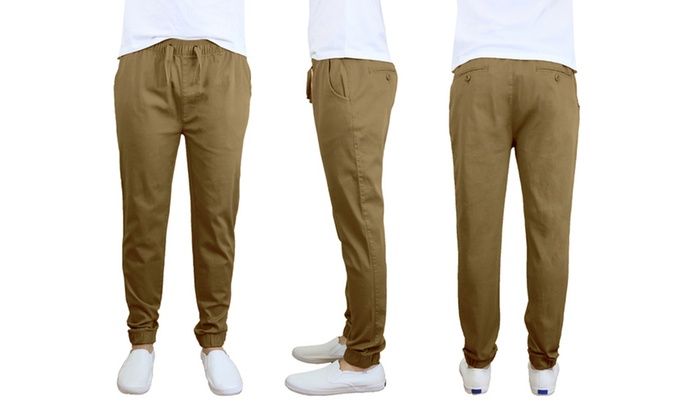 24 Pieces of Men's Cotton Stretch Twill Joggers In Timber