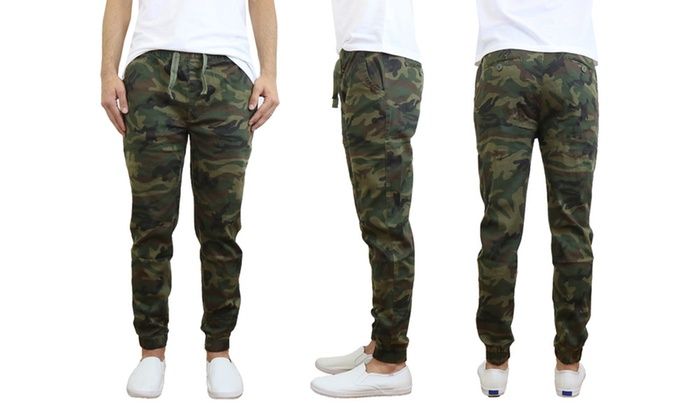 24 Pieces of Men's Cotton Stretch Twill Joggers In Woodland Camo