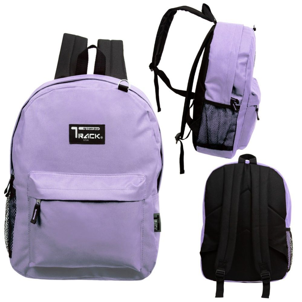 24 Wholesale 17 Inch Classic Bulk Backpacks In Purple