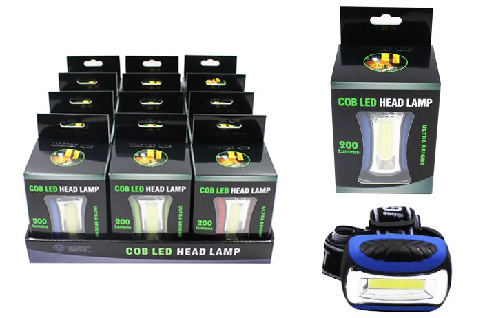 12 Pieces of Cob Led Head Lamp Boxed