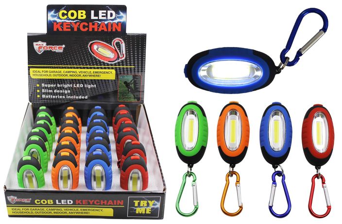 24 Pieces of Cob Led Keychain With Carabiner Ultra Bright