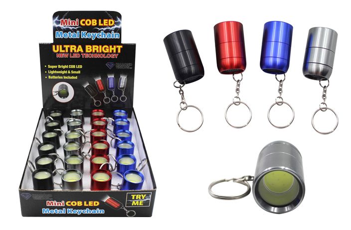 24 Pieces of Cob Led Metal Keychain Ultra Bright