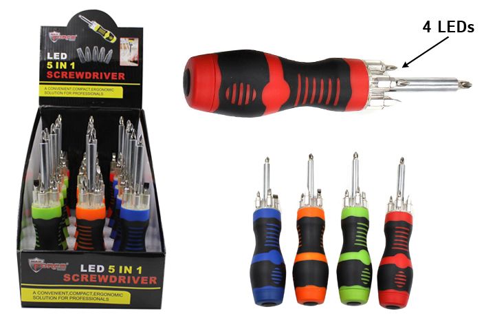 15 Pieces of 5 In 1 Led Screwdriver