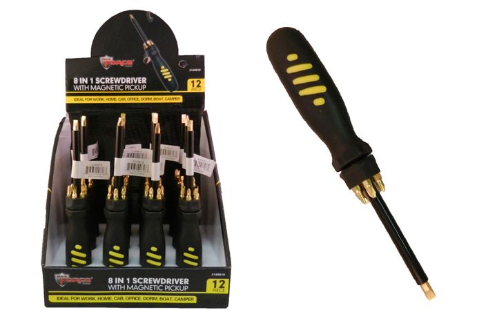 12 Pieces of 8 In 1 Screwdriver With Pick Up Tool
