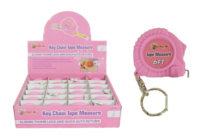 48 Wholesale Keychain Pink Tape Measure