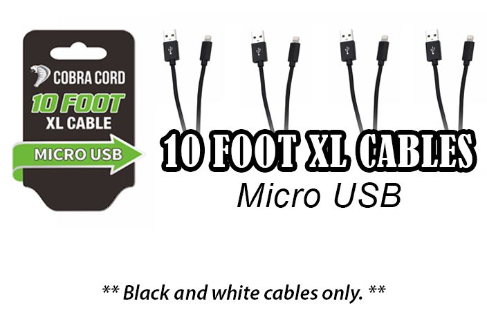 12 Pieces of 10 Foot Xlarge Phone Cables Micro Usb