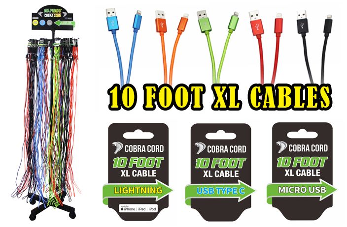 72 Pieces of 10 Foot Xlarge Phone Cables With Free Rack At Apple