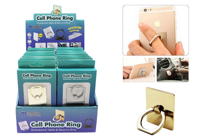 24 Pieces of Cell Phone Ring 3 In 1 Functionality Assorted Colors