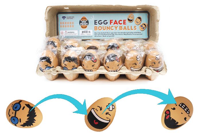 72 Wholesale Bouncy Egg Ball Faces