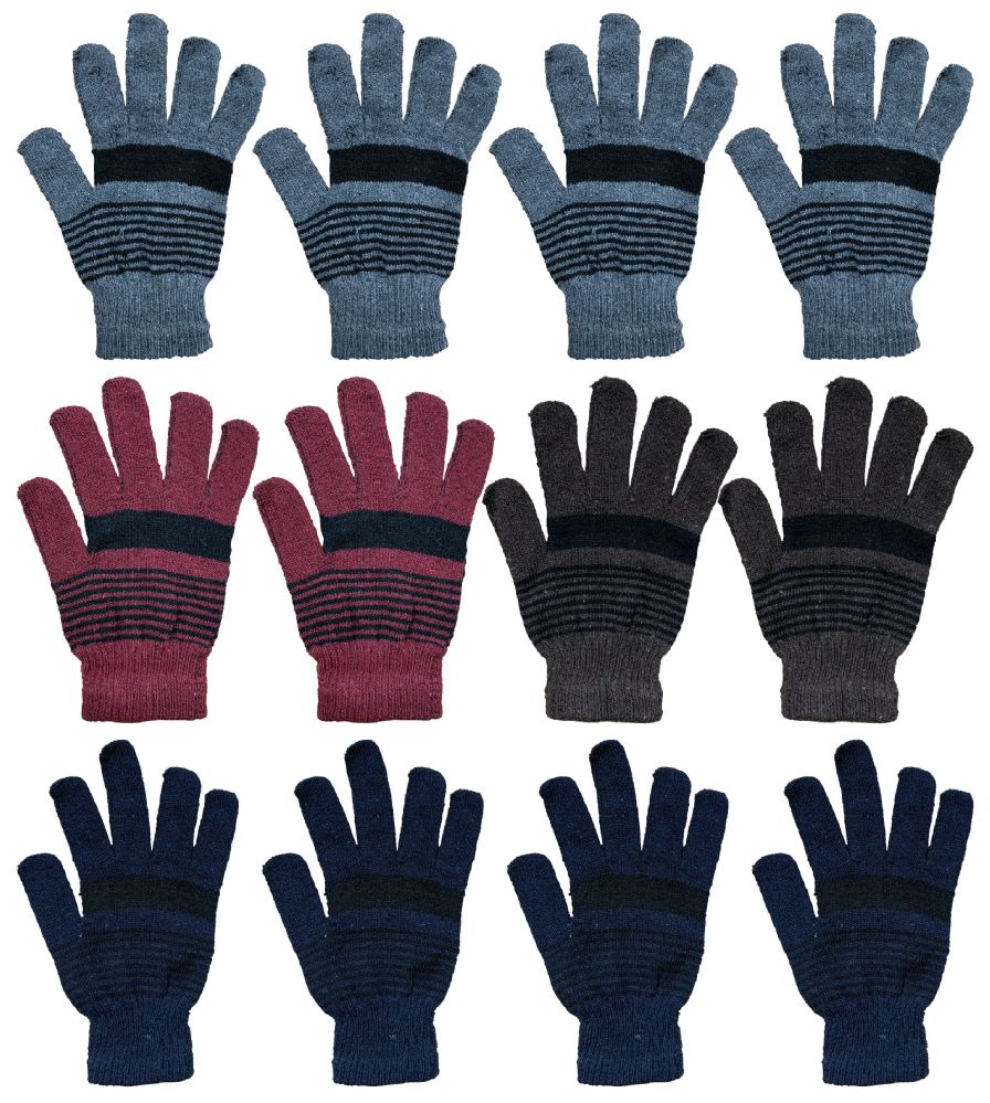 12 of Yacht And Smith Men's Winter Gloves In Assorted Striped Colors