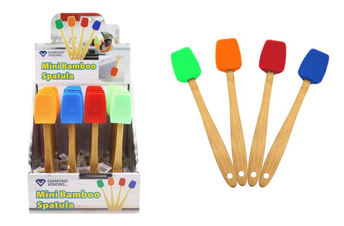 48 Pieces of Mini Silicone Scoop Spatula With Bamboo Handle