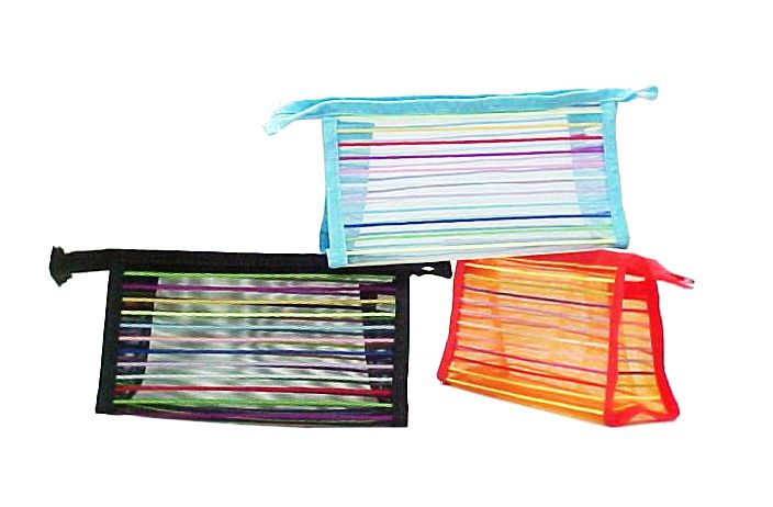 60 Wholesale Mesh Cosmetic Pouch Striped