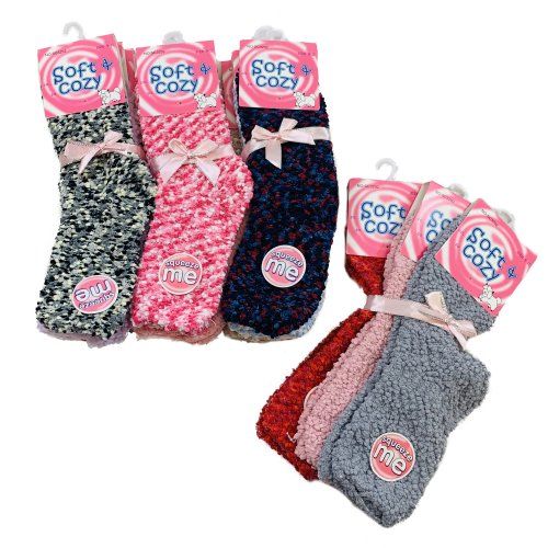 36 Wholesale Soft & Cozy Fuzzy Socks [solid/variegated] at