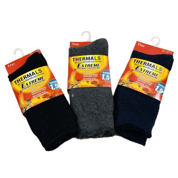 24 Pairs of Men's Extreme Thermal Crew Socks 10-13