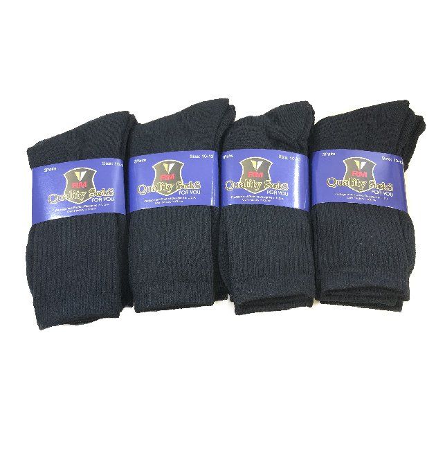 Black Crew Socks 10-13 - at - socksinbulk.com - Socksinbulk.com