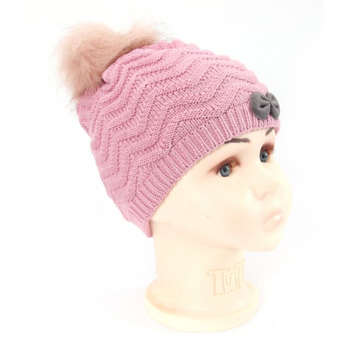36 Pieces of Kids Knit Beanie Hat With Fur Lined In Assorted Colors