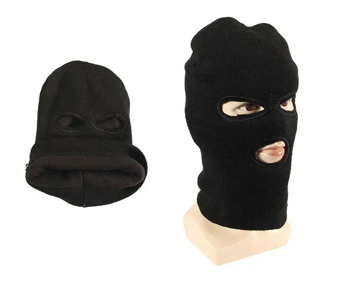 36 Wholesale Adults Black Lined Three Hole Ski Face Mask