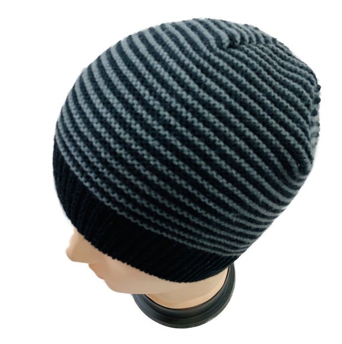 36 Pieces of Adults Black/gray Striped Stretch Beanie