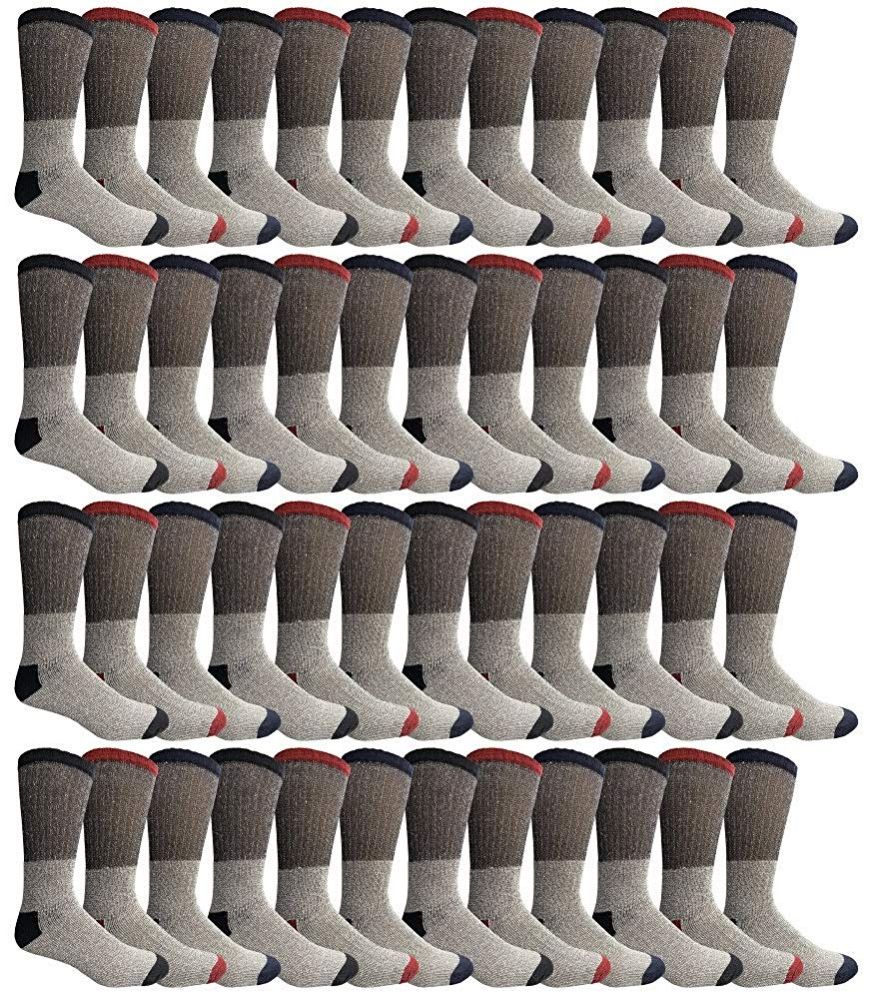 48 of Yacht & Smith Men's Cotton Assorted Thermal Socks Size 10-13
