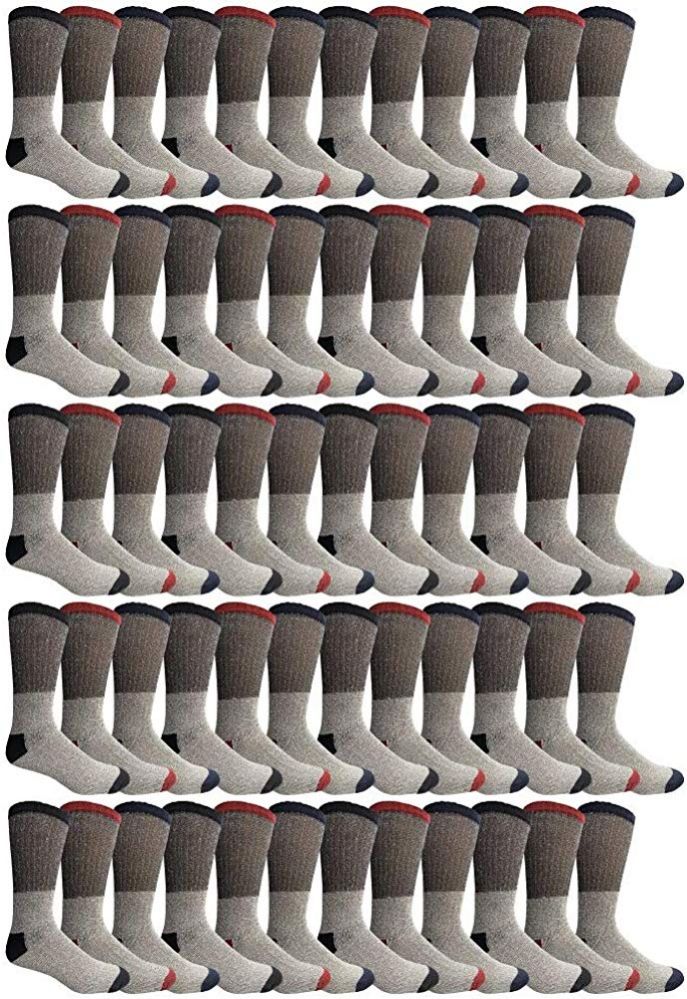 60 of Yacht & Smith Men's Cotton Assorted Thermal Socks Size 10-13