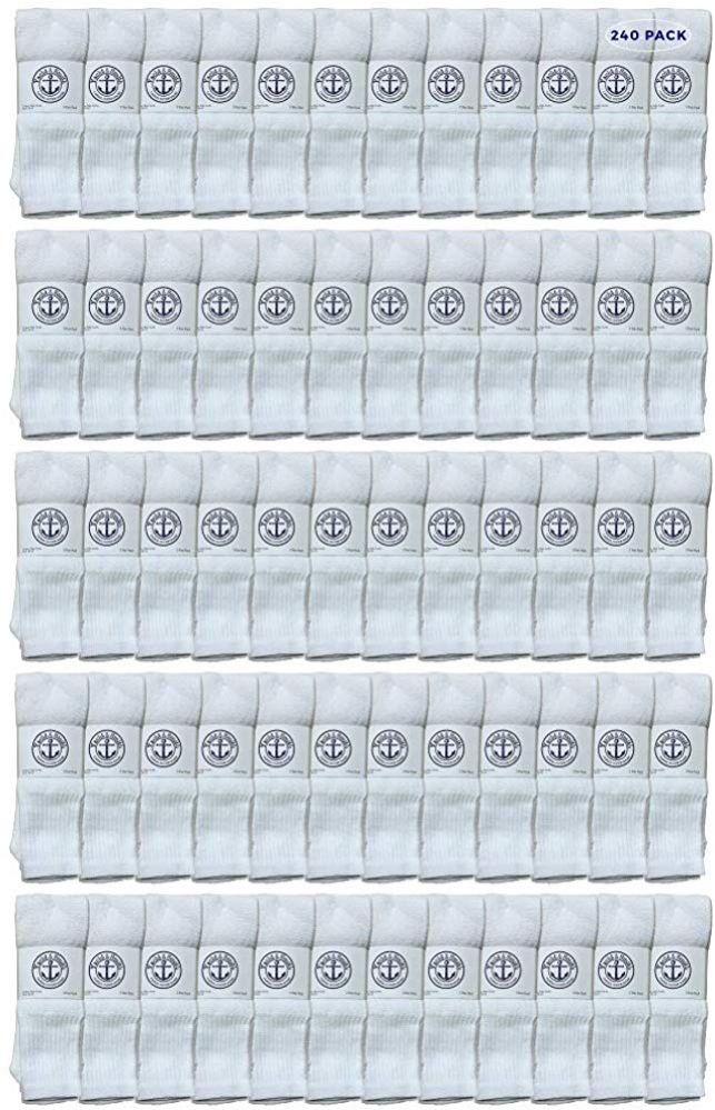240 of Yacht & Smith Men's Cotton 31" Inch Terry Cushioned Athletic White Tube Socks Size 13-16