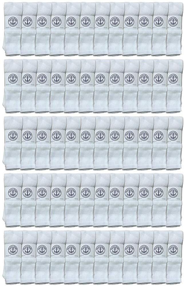 60 of Yacht & Smith Men's Cotton 31" Inch Terry Cushioned Athletic White Tube Socks Size 13-16
